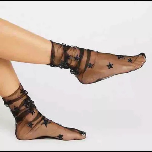 Trendy mesh sparkle ankle socks. - Picture 2 of 5